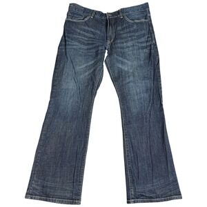 Express Bootcut Jeans Mens 36x32 (37x31) Blue Denim Classic Fit Stretch Low Rise